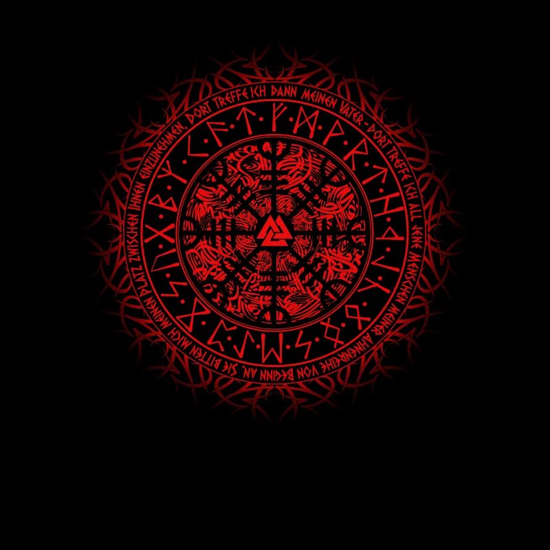 Wikinger Vegvisir mit Wikingergebet Rot
