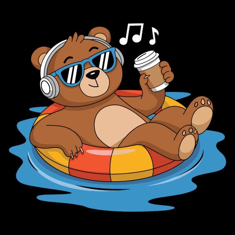 Chill bear in the pool