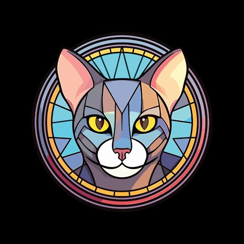 Illustration à l’aquarelle colorée de chat Mau égyptien