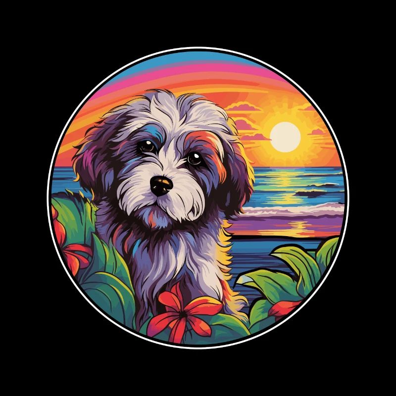 Lowchen Kleiner Löwe Hund Rasse Bunte Karikatur Wat