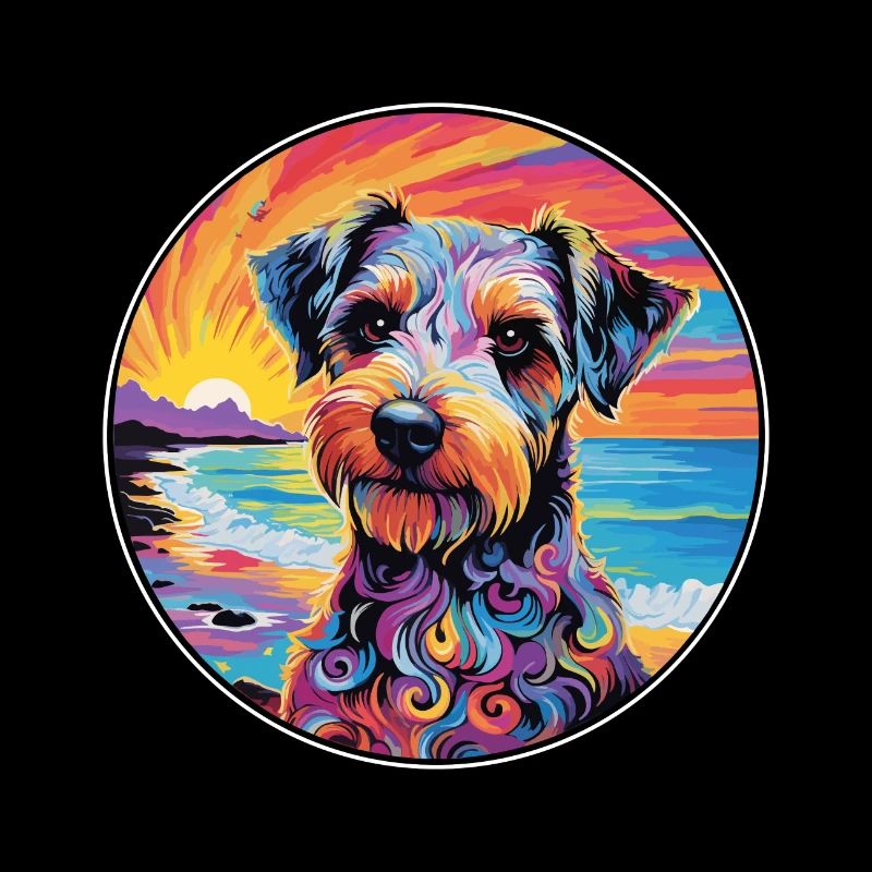 Lucas Terrier Hunderasse Bunte Karikatur Watercolo