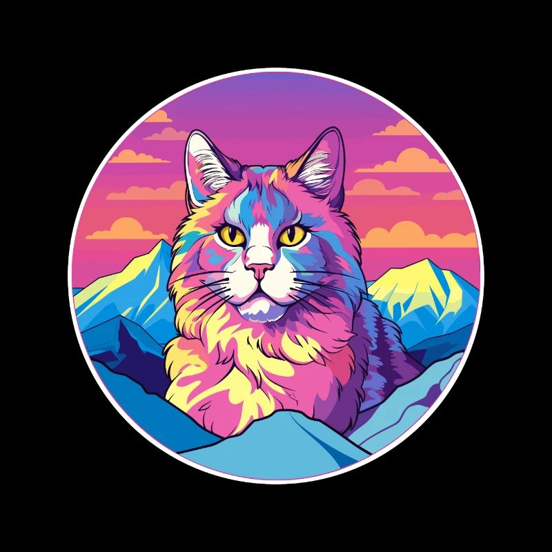 Selkirk Rex chat coloré dessin animé aquarelle Illust