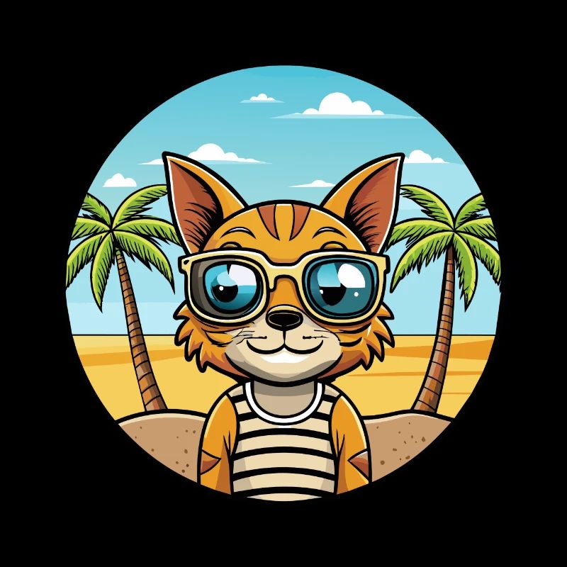 Ocicat Breed Cartoon Sunglasses Beach