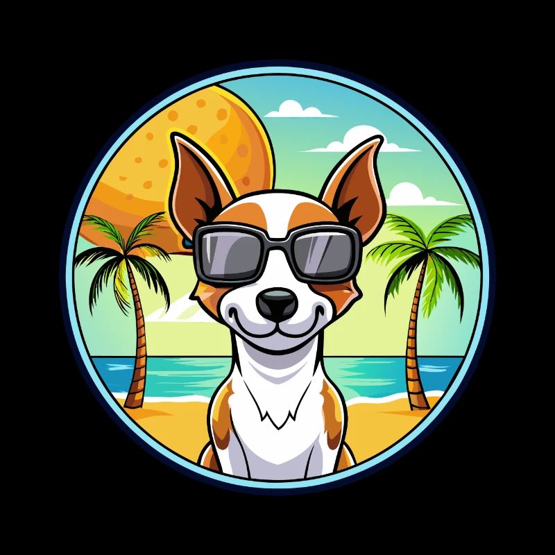 Decker Rat Terrier Lunettes de soleil de dessin animé de race de chien