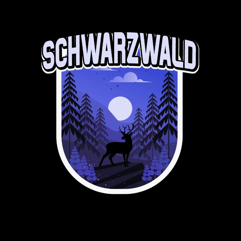 Schwarzwald Illustration Wald Bäume Hirsch