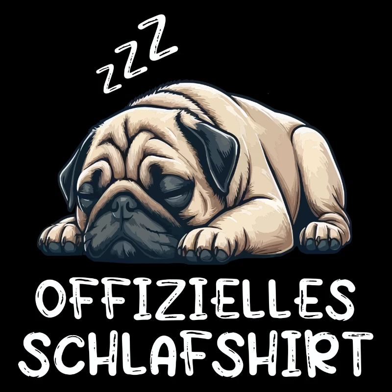 Offizielles Schlafshirt Mops Möpse Mopsbesitzer