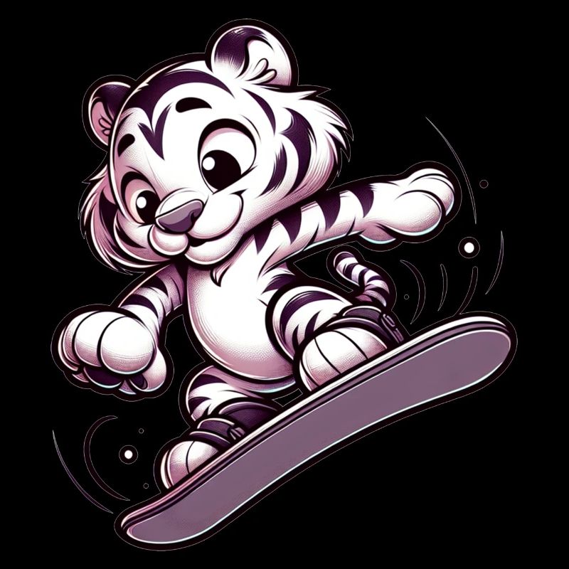 Cute Snowboarder Tiger
