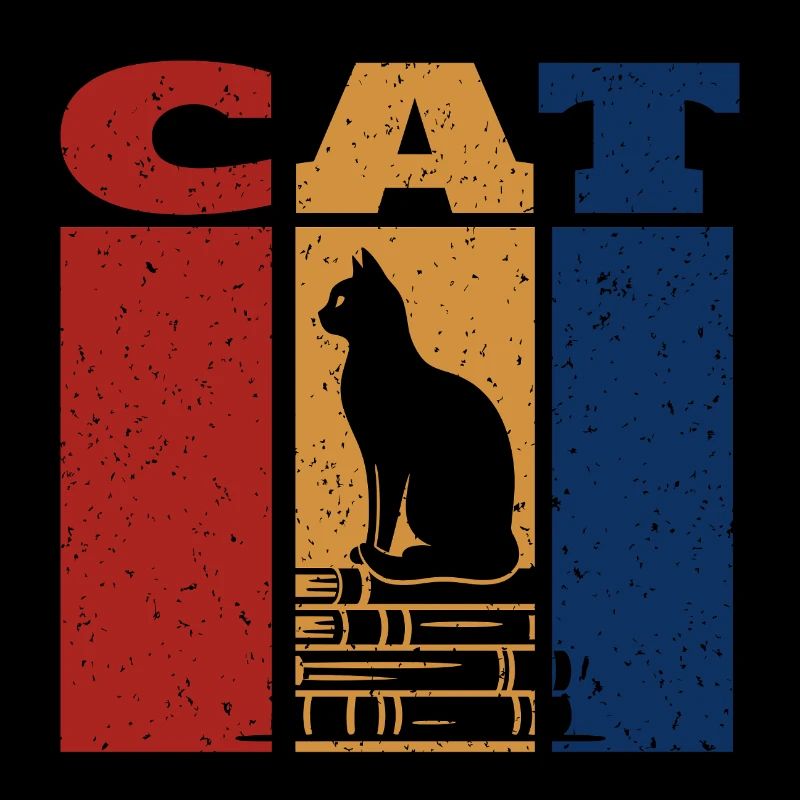 Katze auf Büchern Retro-Design