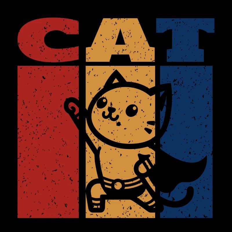 Superhero Cat Retro Design