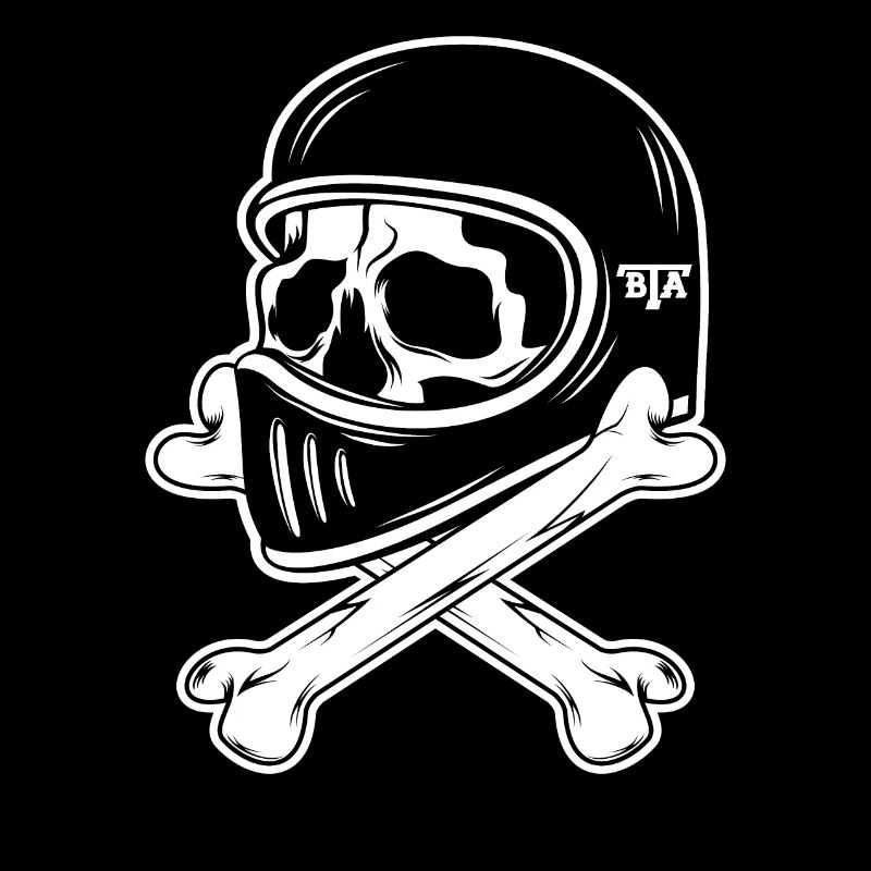 Motorcycle retro biker skull