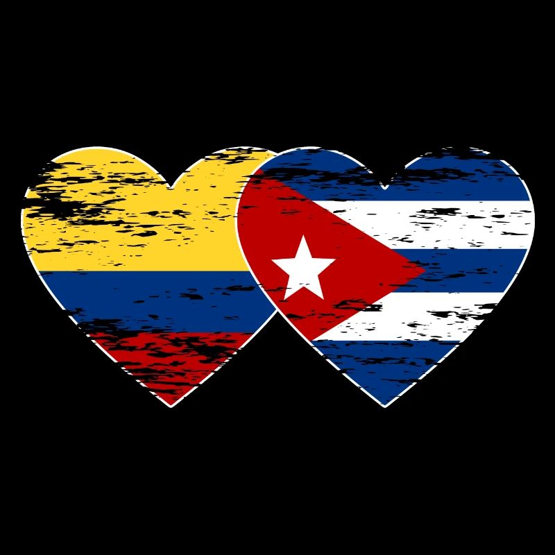 Colombie Cuba Drapeau Coeur utilisé