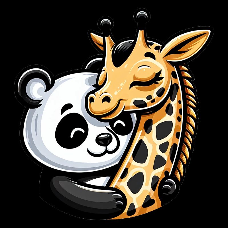 Panda Câlin Et Girafe Amoureuse