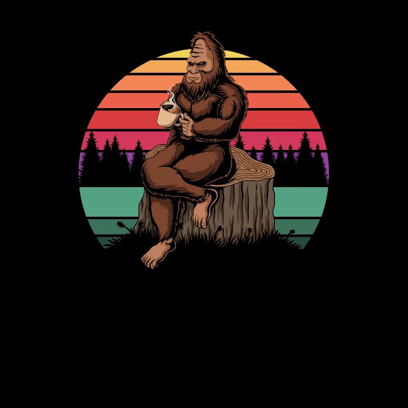 Bigfoot drinking coffee