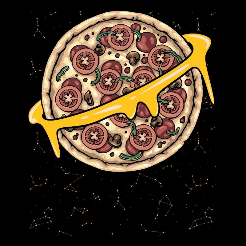 Funny space planet lovers, pizza chef