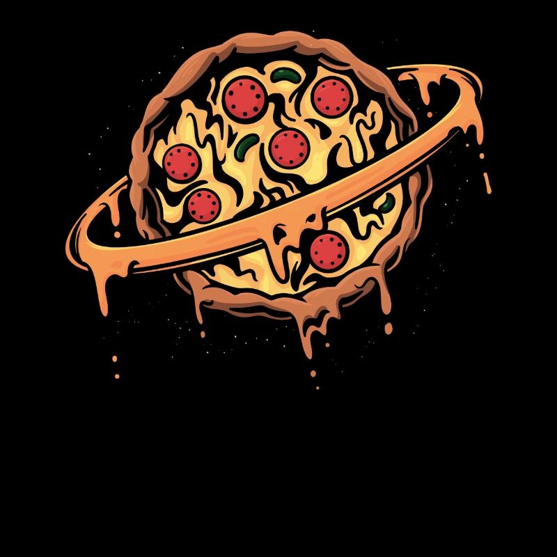 Funny space planet lovers, pizza chef