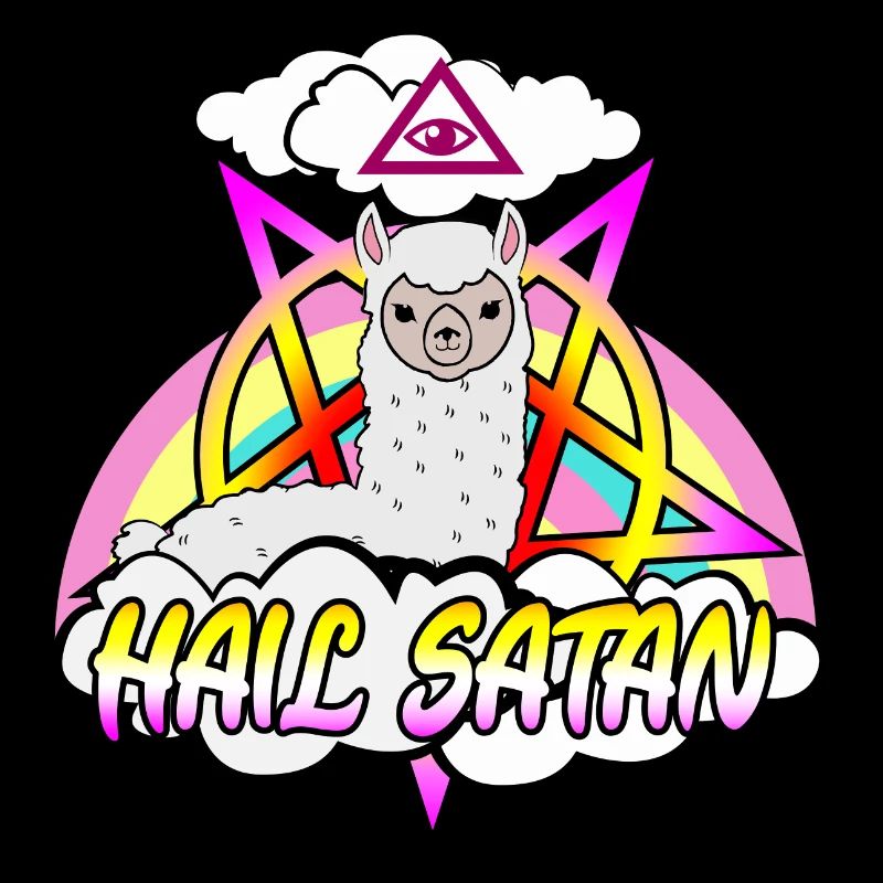 hail satan with the lama alpaka devil star eye