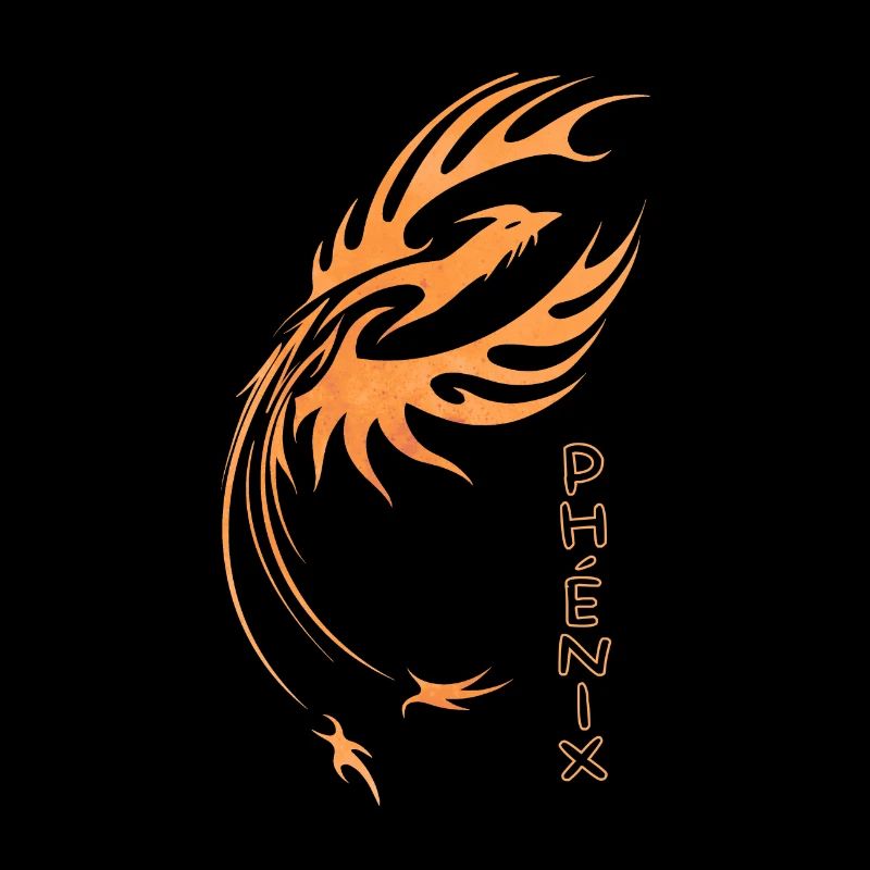 Phénix, orange oiseau de feu logo art