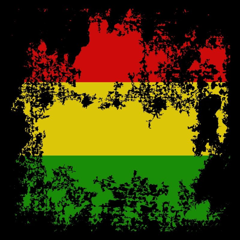 Drapeau Bolivie Rouge Jaune Vert Affligé