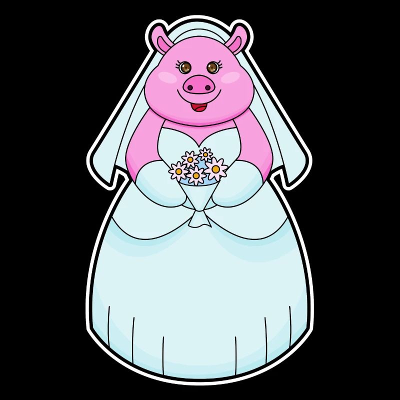 Cochon comme mariée avec voile