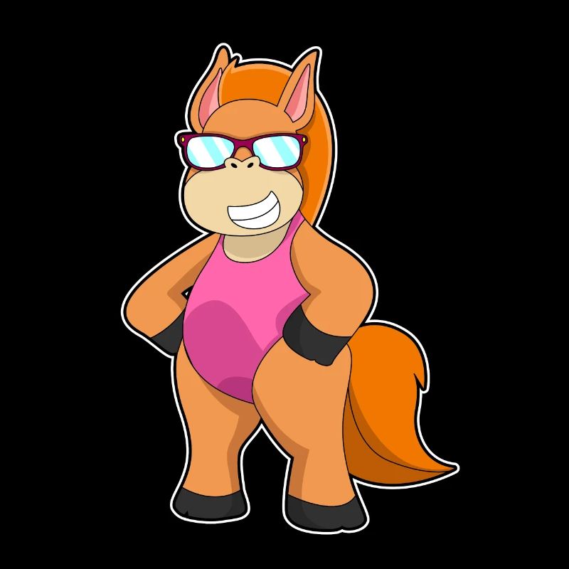 Cheval avec lunettes de soleil
