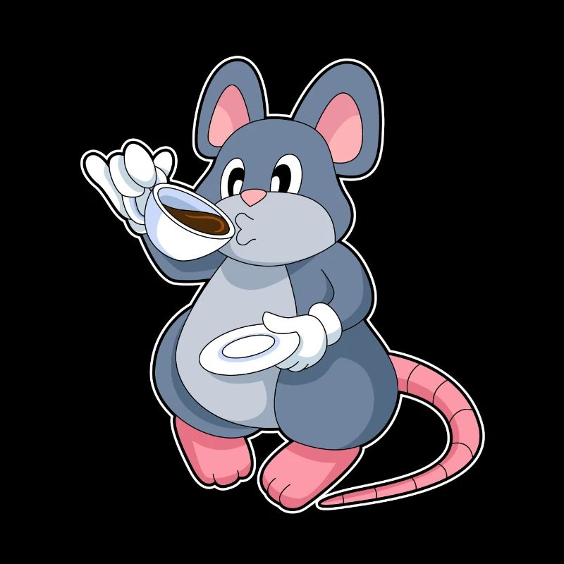 Souris avec tasse de café