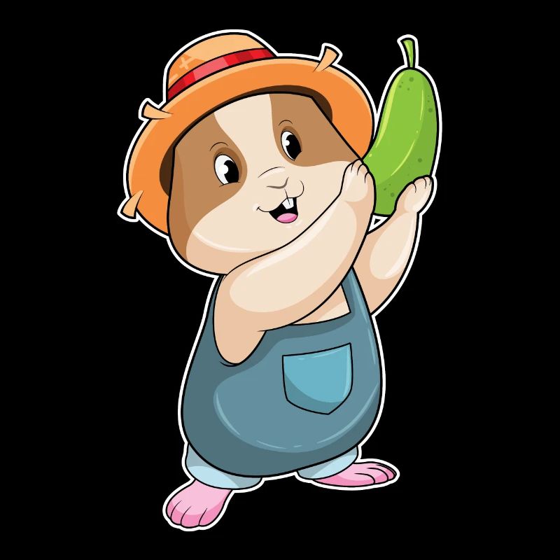 Hamster as a farmer with zucchini
