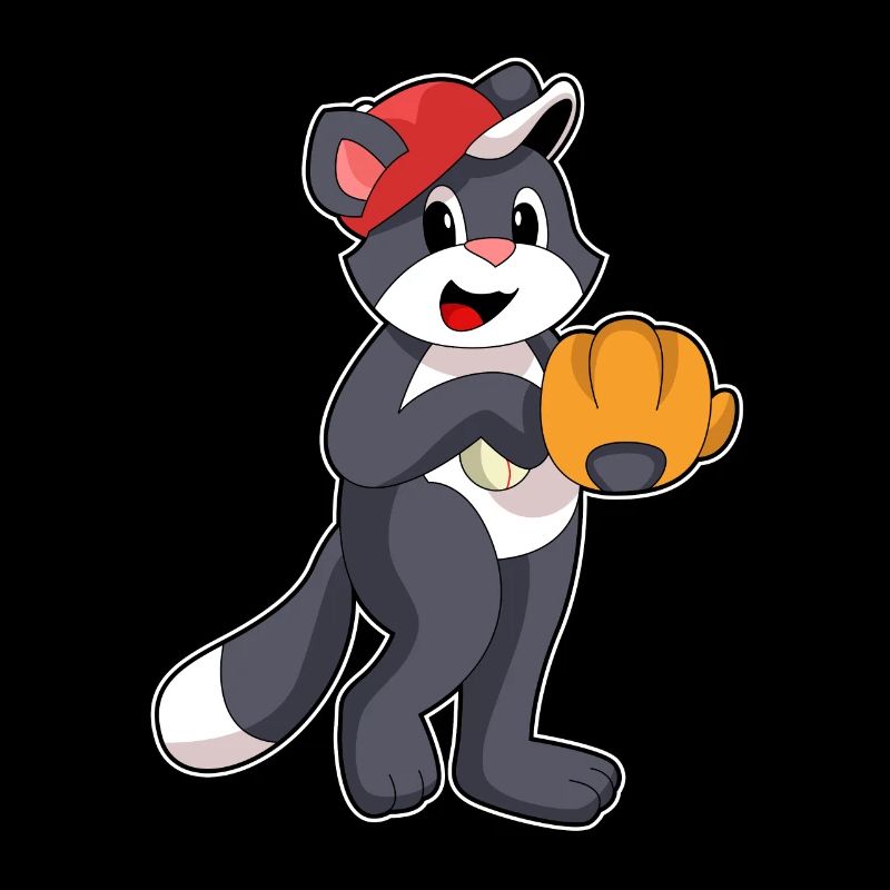 Cat playing baseball with a baseball glove