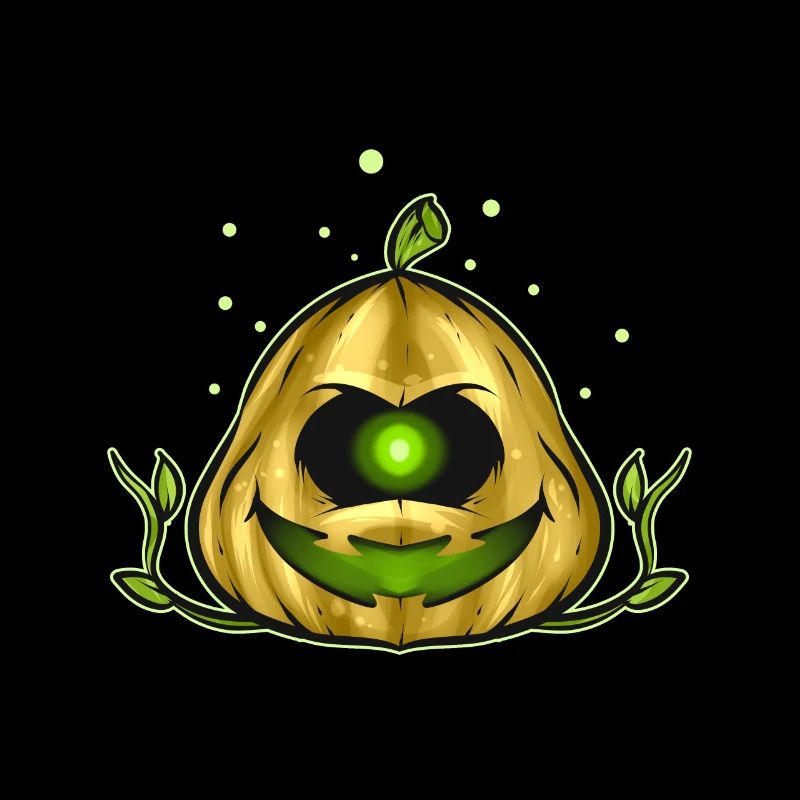 Vert Un Œil Alien Citrouille Vert Halloween
