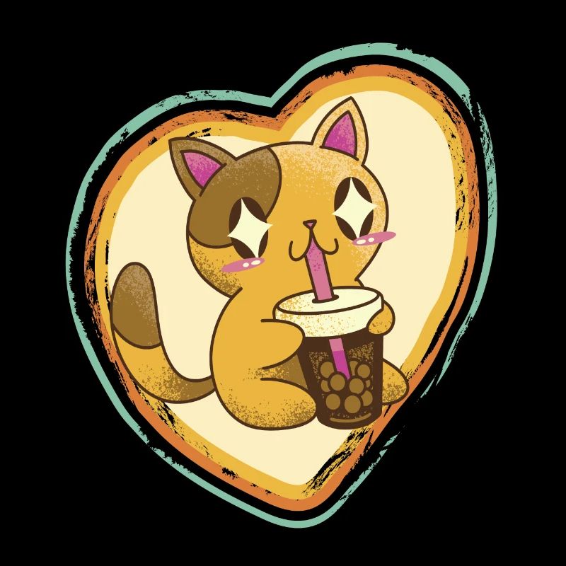 Chat mignon dans le cœur rétro Amour de chat avec les chats