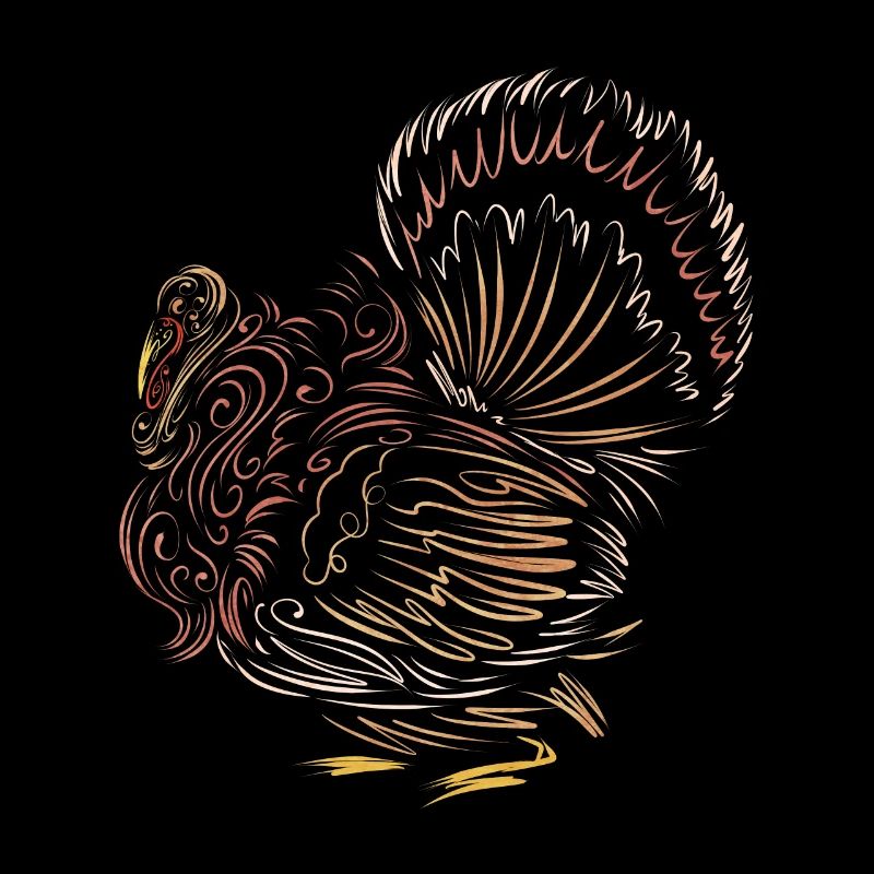 Scratched Lines Stylized Turkey Thanksgiving