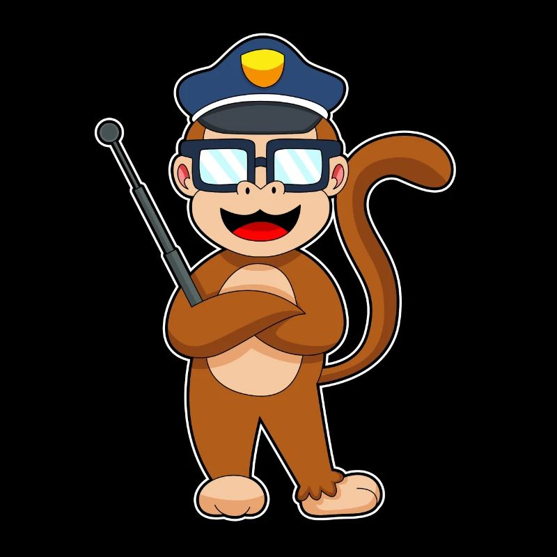 Monkey Policeman Baton Police