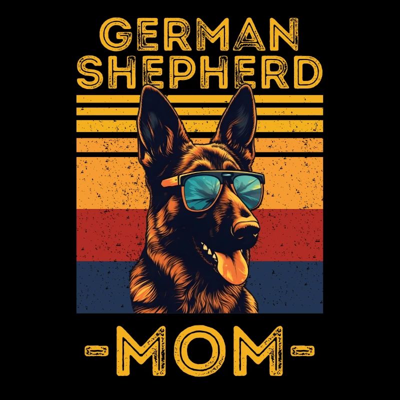 German Shepherd with sunglasses retro