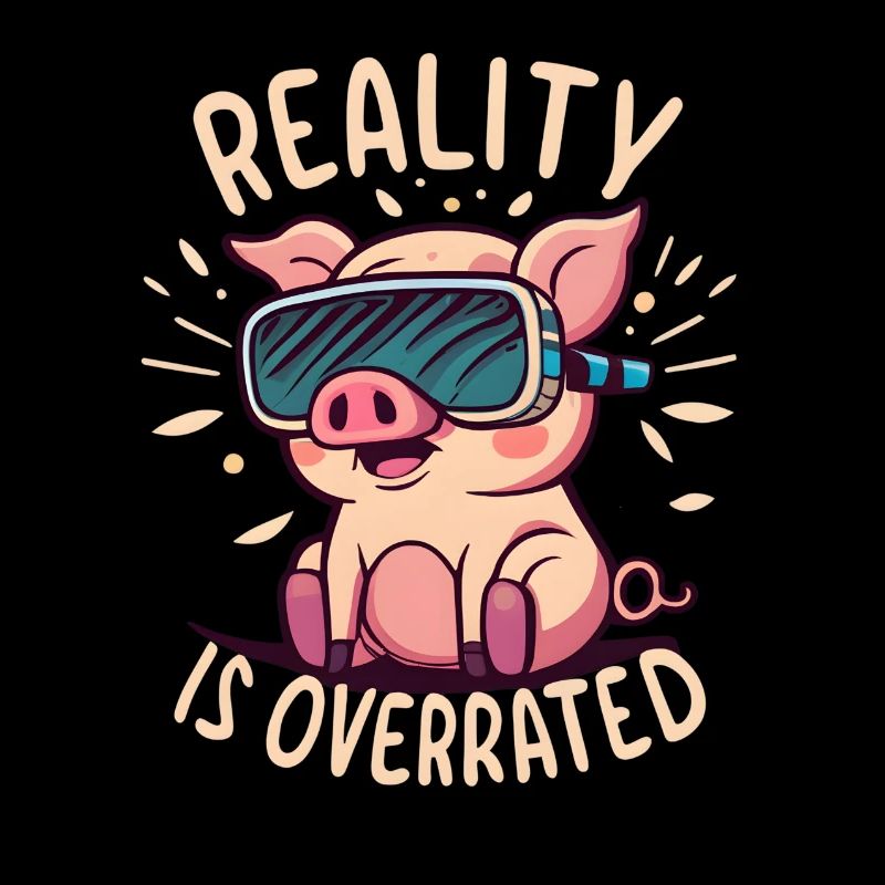 Cute pig with virtual reality glasses