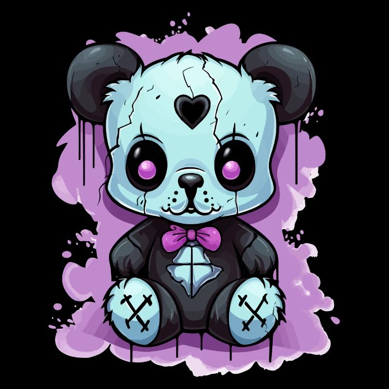 Goth Pastel effrayant vaudou poupée ours en peluche