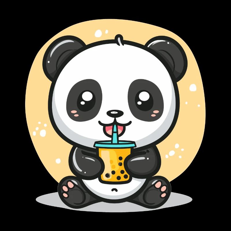 Kawaii Panda Drinking Bubble Tea Boba Anime Cute