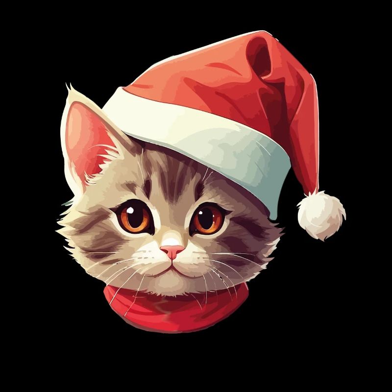 Visage de chat Père Noël Saint-Nicolas chat Noël