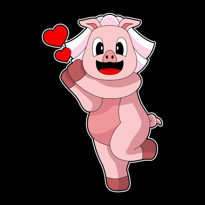 Pig Bride Heart Wedding