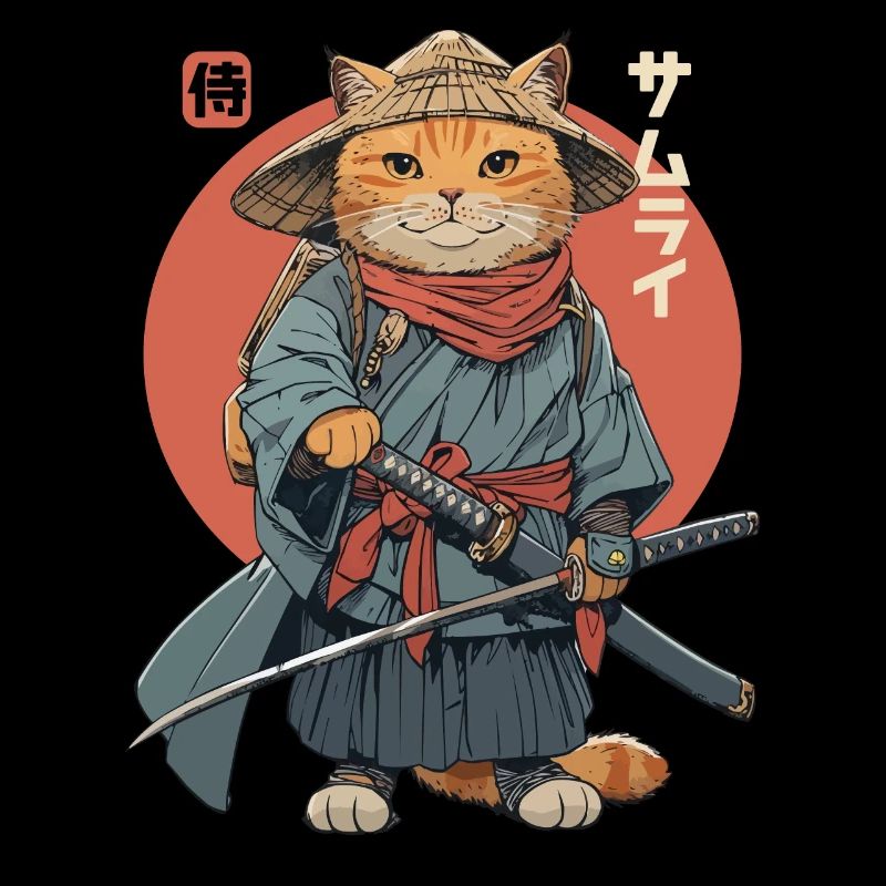 Samurai Cat Kawaii Japanische Ninja Katze