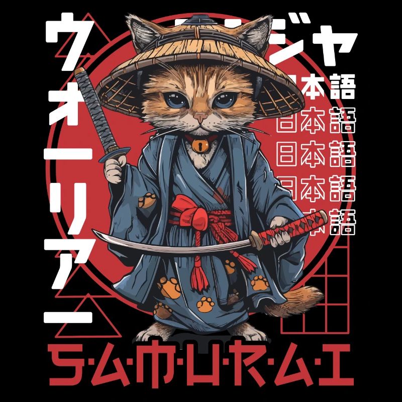 Samurai Cat Kawaii Japanische Ninja Katze