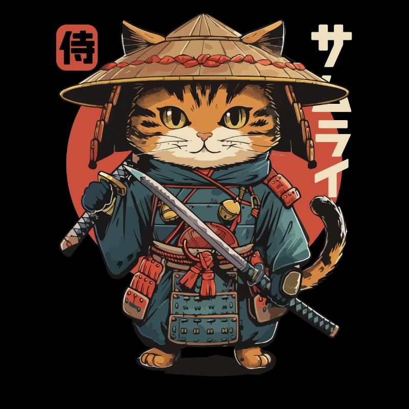 Chat Samouraï Chat Ninja Japonais Kawaii