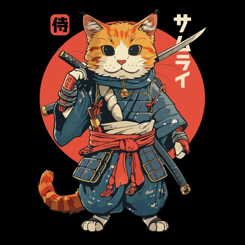 Samurai Cat Kawaii Japanische Ninja Katze