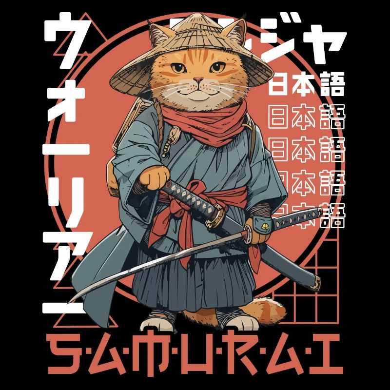 Samurai Cat Kawaii Japanische Ninja Katze