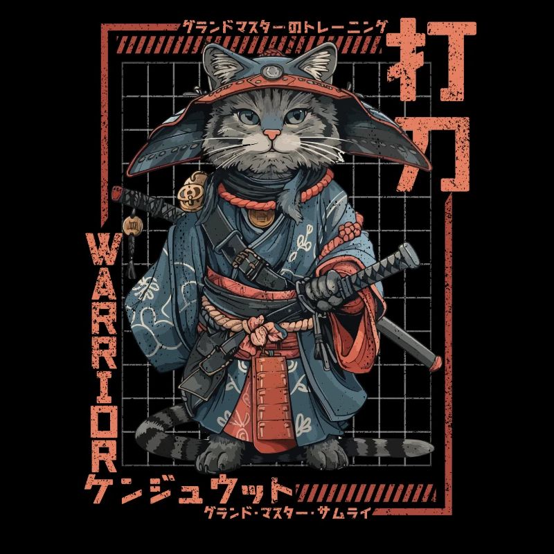 Samurai Cat Kawaii Japanische Ninja Katze