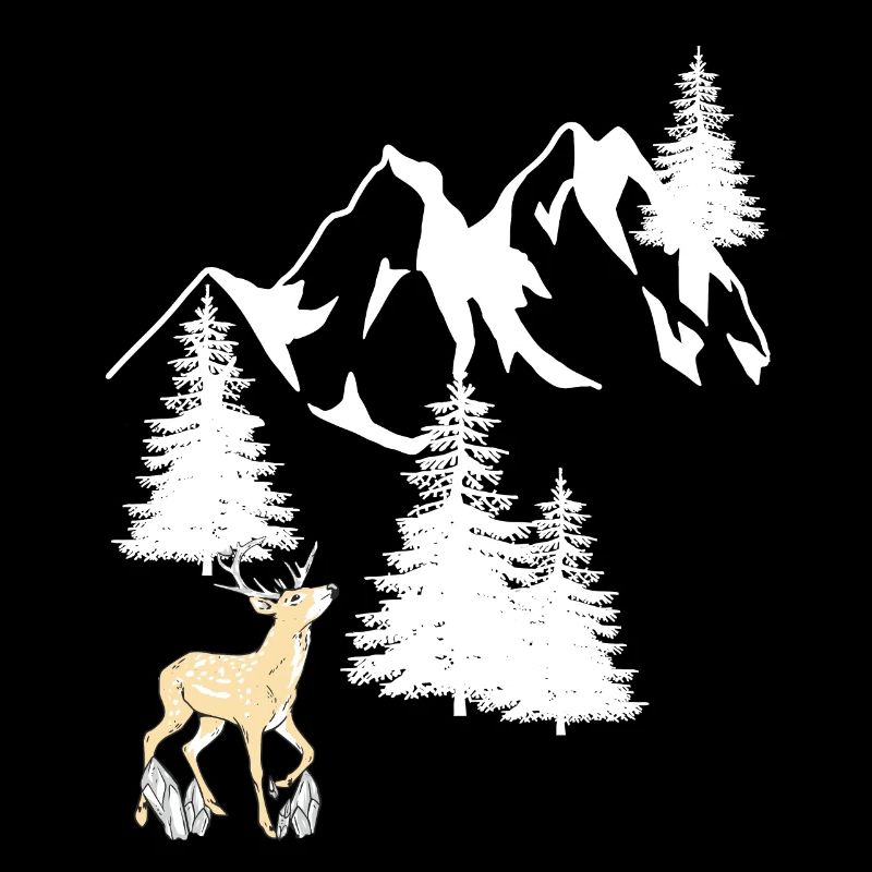 Mountains Peaks Spruce Navel Tree Deer Nature