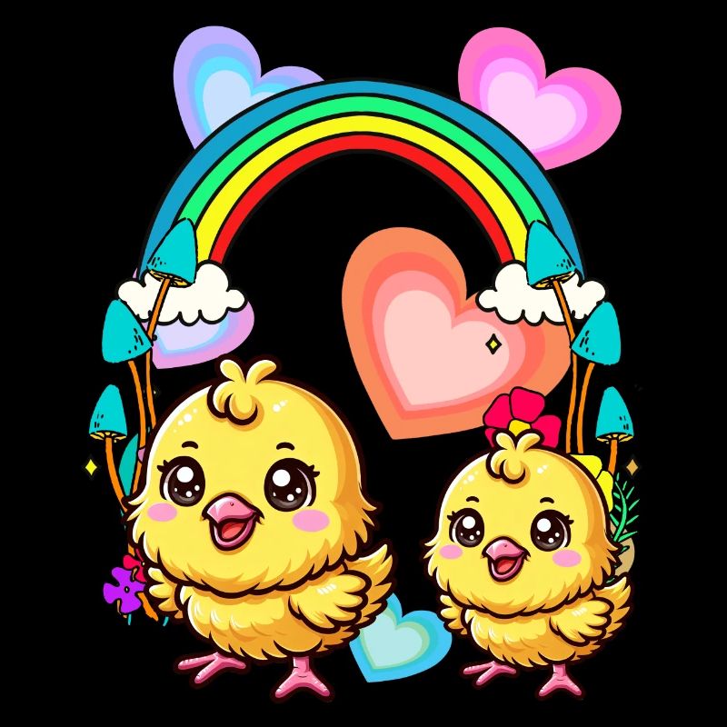 Rainbow Chickens Chick Chicken Heart Spring Child