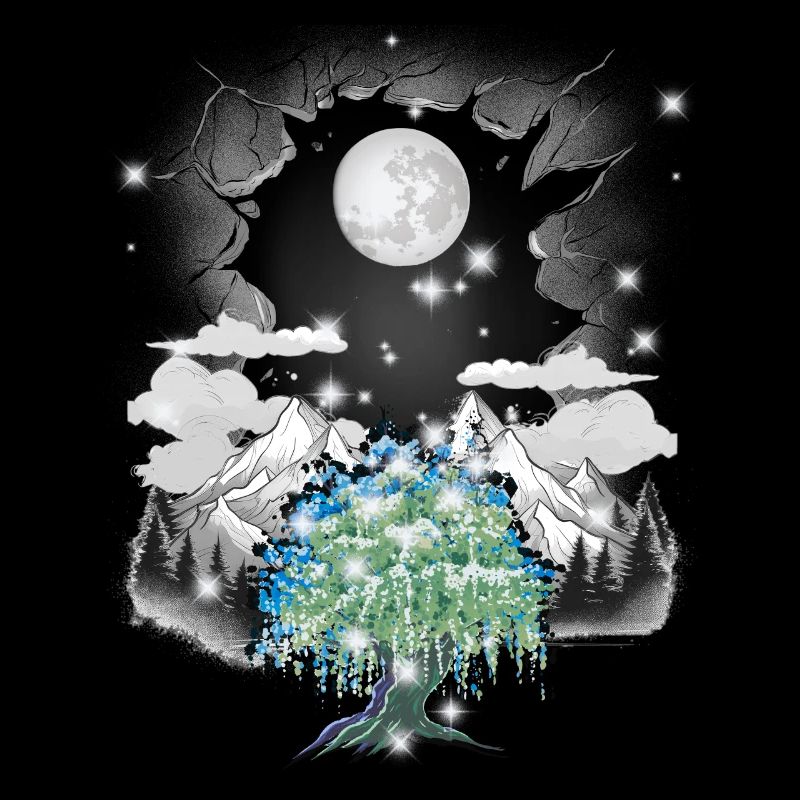 mystical nature wilderness tree trees full moon