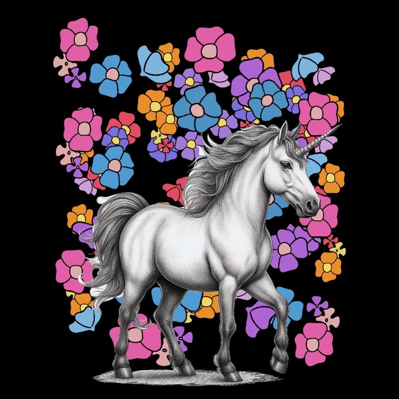 Licorne Cheval Fleurs Printemps Fleur