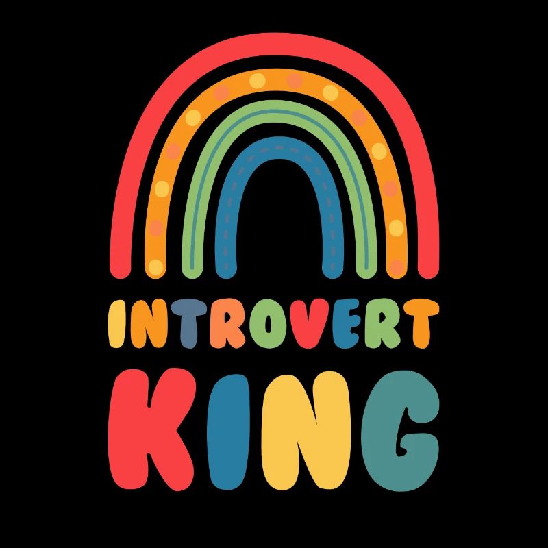 Introvert King with cute Rainbow Retro Design