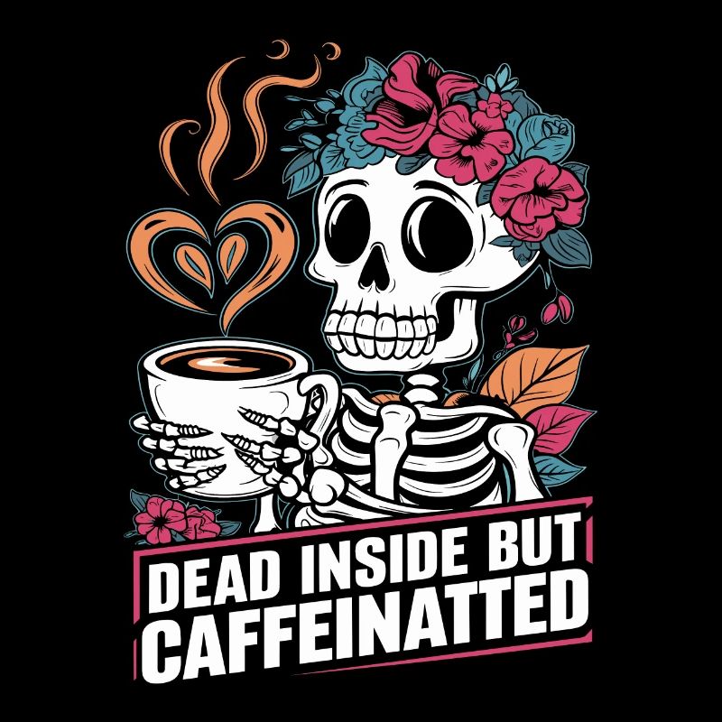 Funny Coffee Caffeine Skeleton Saying