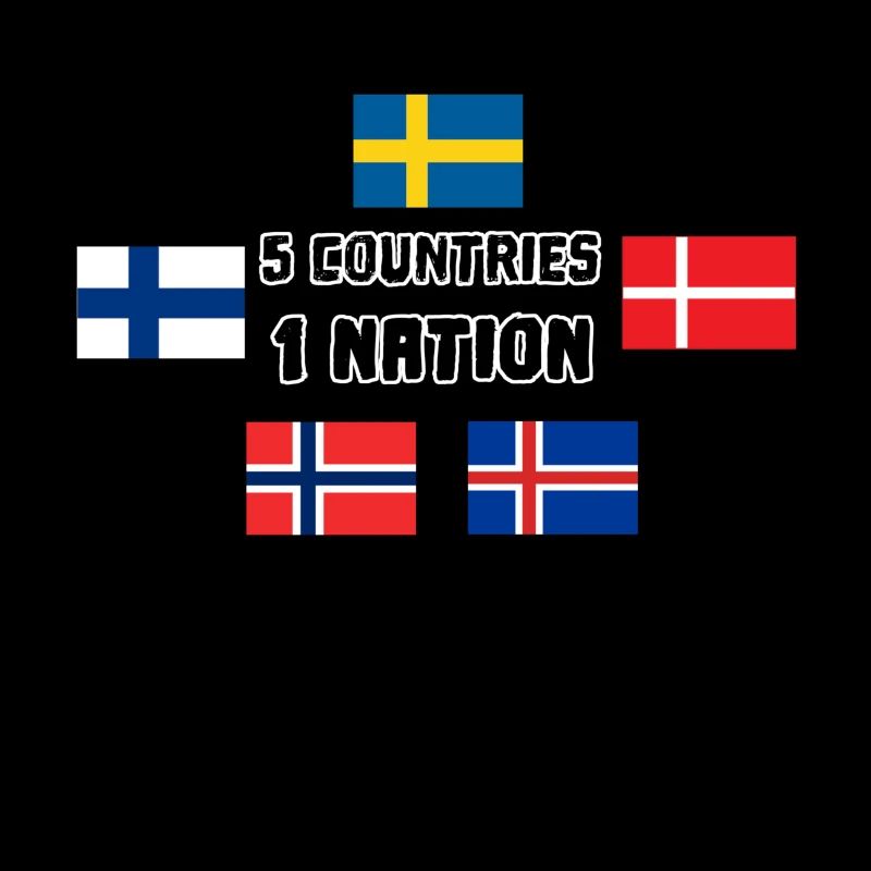 5 countries 1 nation Scandinavia flags gift